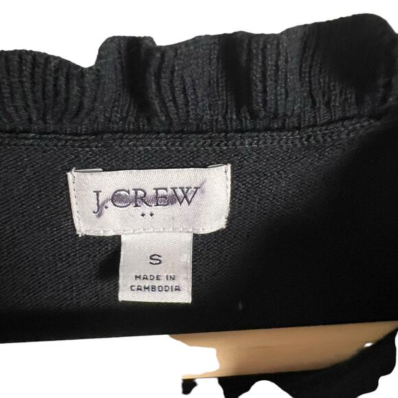 J.Crew Black Ruffleneck Long Sleeve Crewneck Pullover Sweater Size Small - Picture 4 of 7